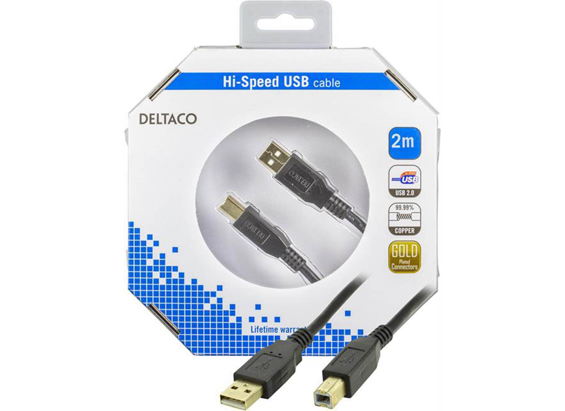 USB 2.0 Typ-A - Typ-B 2m Svart