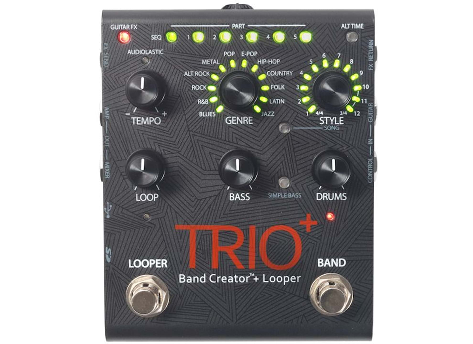 Bass creator. Digitech Trio Plus Band creator. Гитарный лупер Digitech Trio Plus. Педаль Band creator. Педаль эффектов Digitech Trio+.