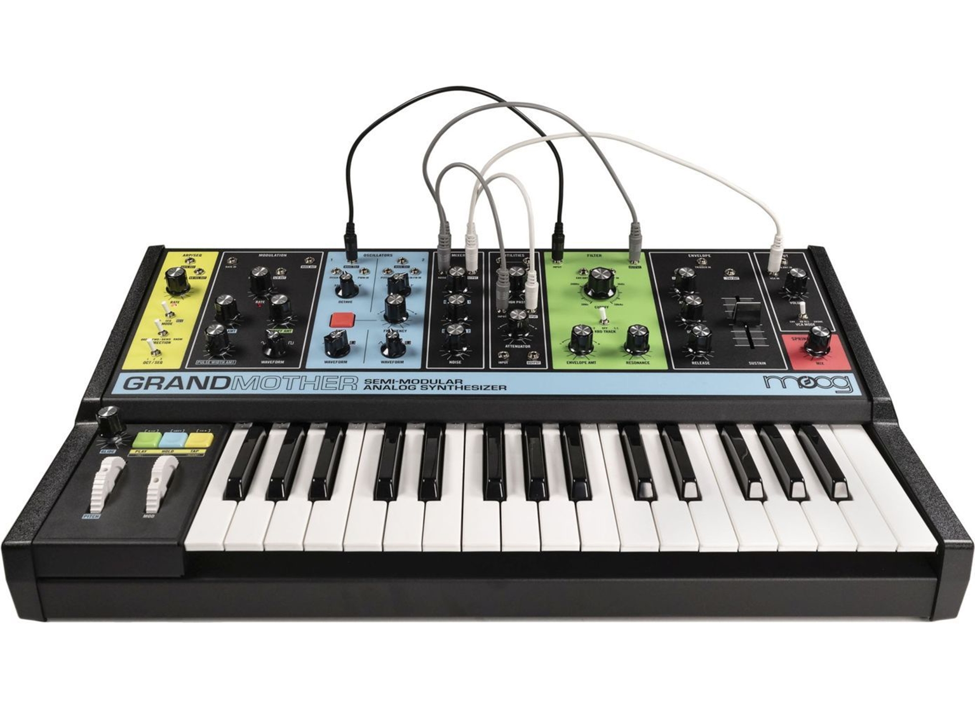 Moog grandmother. MOOG Synth. MOOG sub Phatty. Grand mother Semi Modular Analog Synthesizer. MOOG Minitaur.