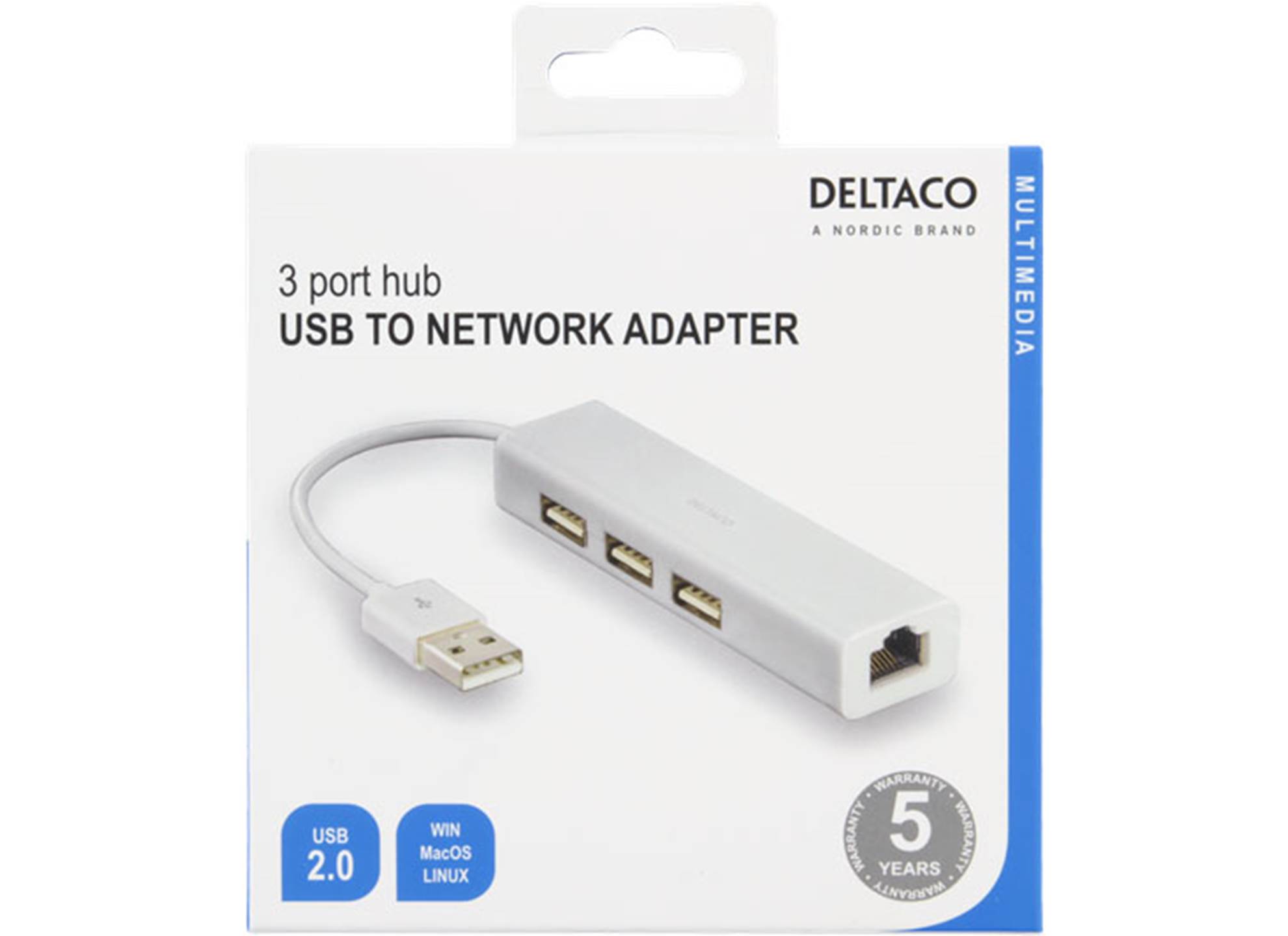USB2-LAN3 Nätverksadapter med USB-hubb