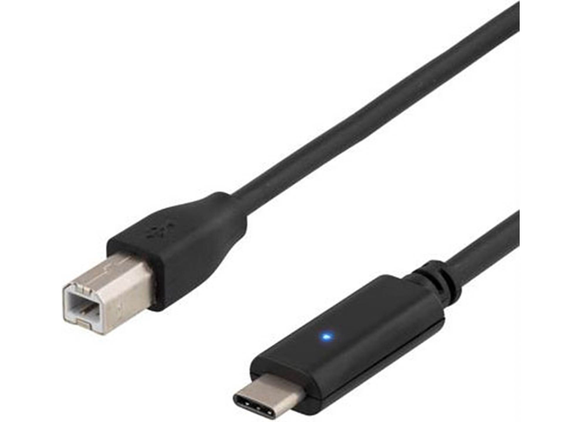 USB-B - USB-C Kabel 1m Svart