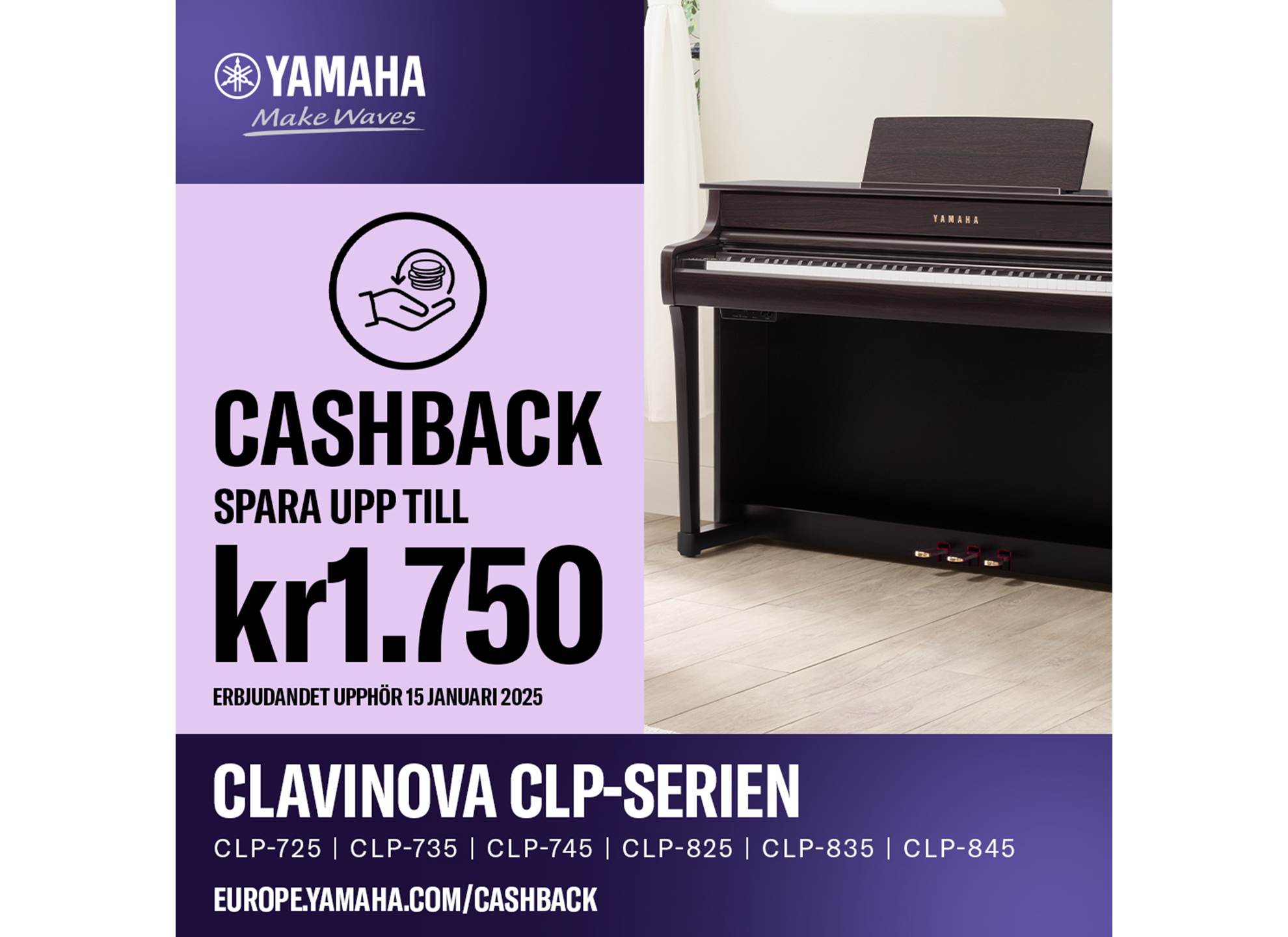 CLP-825 Clavinova Svart